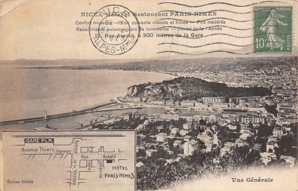 Allgemeiner Blick auf Nice — Hotel und Restaurant PARIS-NIMES — Giletta-Ausgabe - Vorderseite
