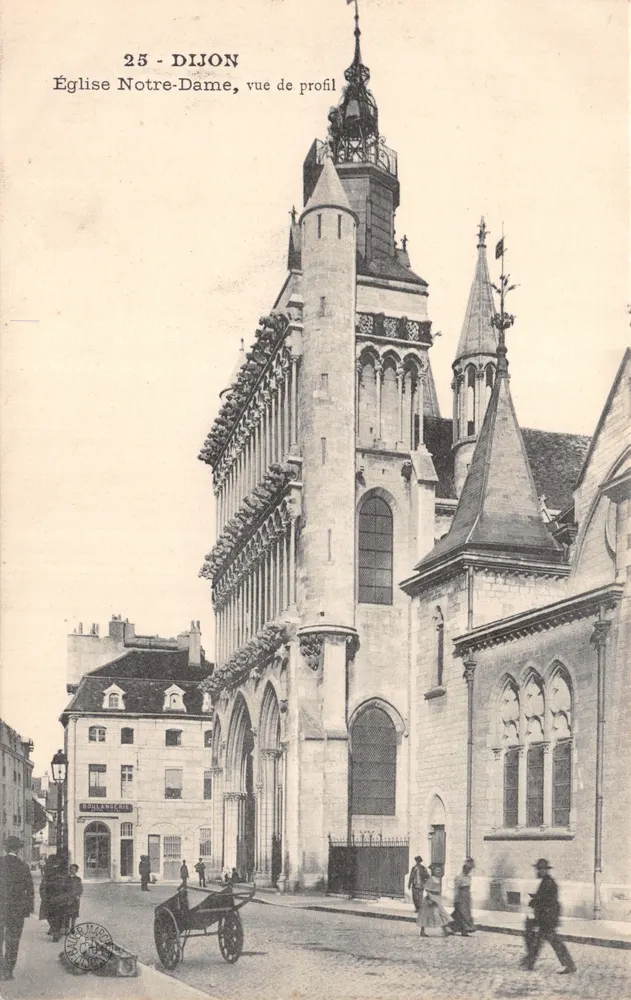 Dijon — Kirche Notre-Dame, Ansicht von der Seite — Verlag BURLANNECHE, Nr. 25 - Vorderseite