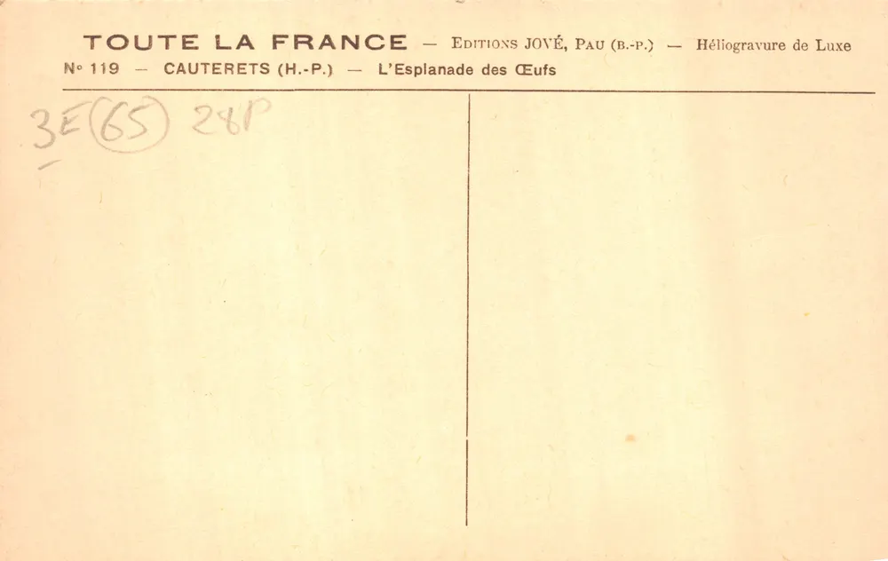 Cauterets — Die Esplanade der Eier — Éditions Jové, Pau (B.P.) - Rückseite