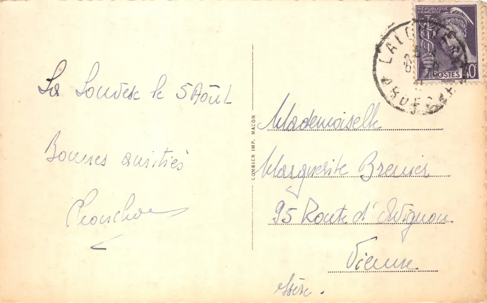 La Bouruèsc (Ardèche) — Ansicht der Straße durch den Wald — Verlag Combier, Nr. 108 - Rückseite