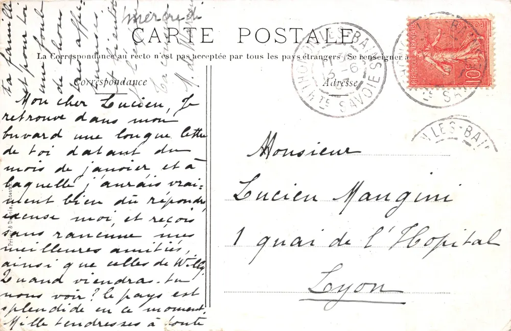 Umgebung von Évian — Route de Meillerie — Sammlung Cachet n°15 - Rückseite