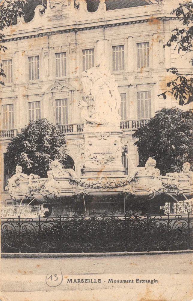 Marseille - Estrangin-Monument — kunstvoll gestaltete Fontäne mit Skulpturen, unbekannter Verleger, Nr. 13 - Vorderseite