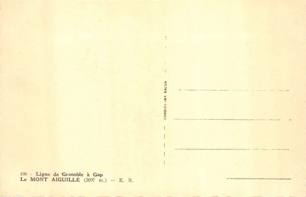 Mont Aiguille — editor COMBIER IMP. MACON n.º 498 - Verso