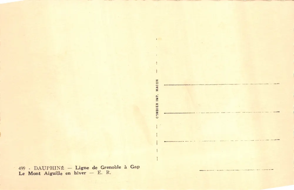 Mont Aiguille — Winteransicht — Verlag Combier Imp. Macon - Rückseite