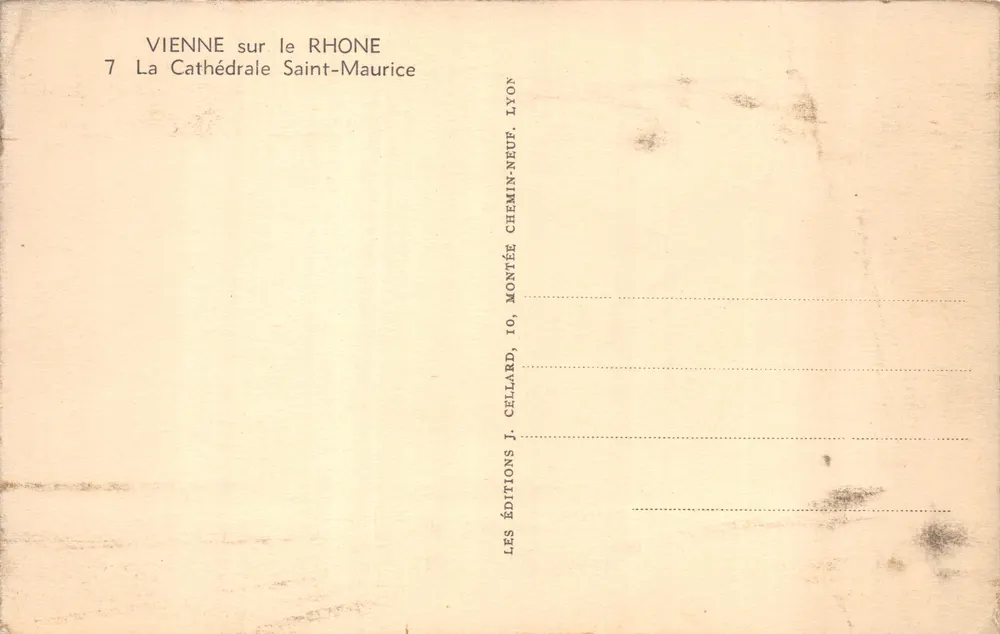 Vienna-on-the-Rhône — Kathedrale Saint-Maurice — Editions J. Cellard, Lyon - Rückseite