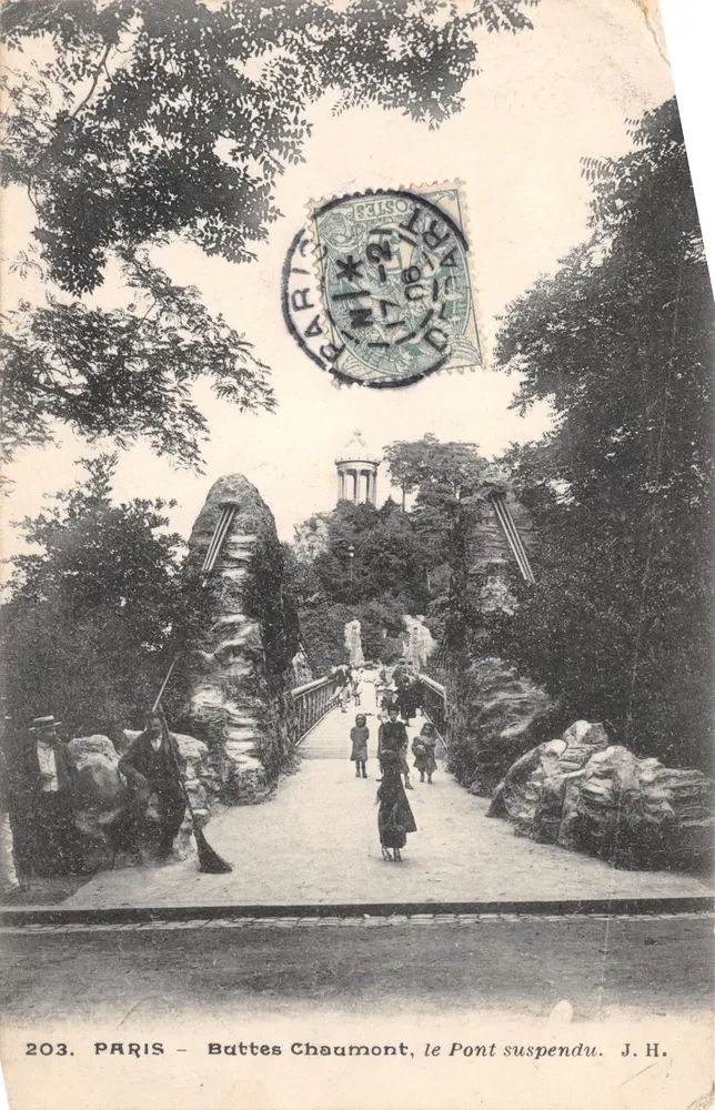 PARIS - Buttes Chaumont, die Hängebrücke. J.H. - Nr. 203 - Vorderseite