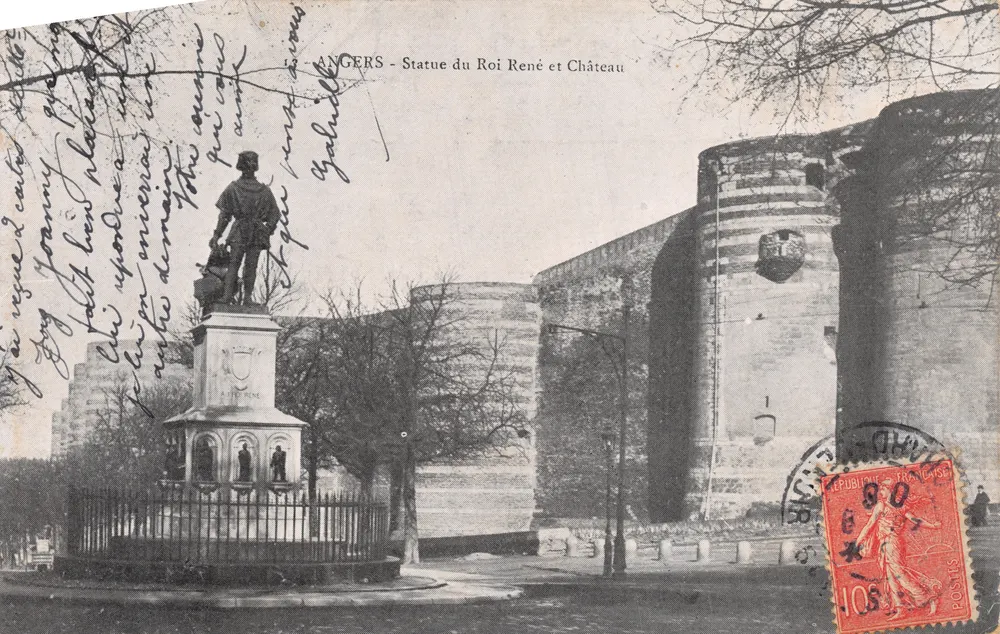 Angers — Statue des Königs René und Schloss — Imprimerie G. Gaudel - Vorderseite