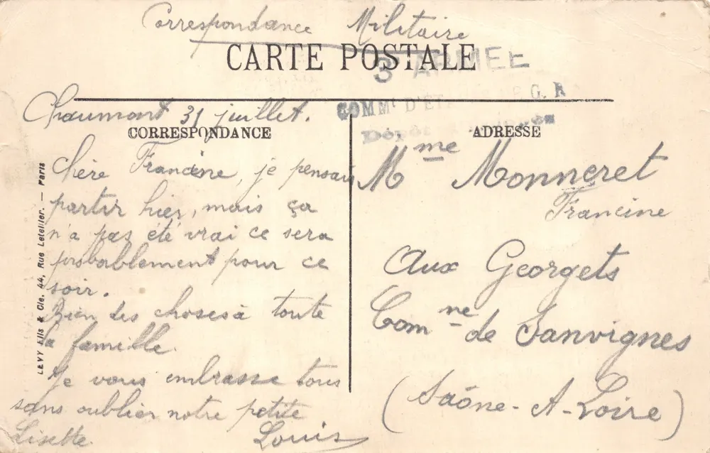 Chaumont — La Caisse d'Épargne — LL. Éditeur LL. N° 25 - Verso