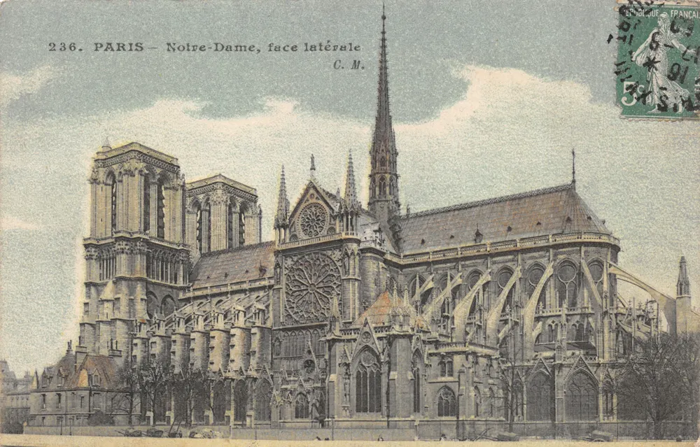PARIS — Catedral de Paris, fachada lateral — C.M. n°236 - Frente