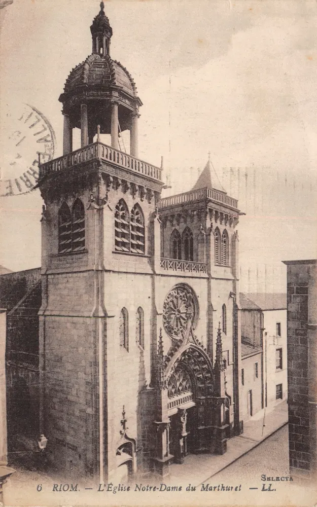 Riom — Vista de la Iglesia de Notre-Dame du Marthuret — SELECTA — LL - Anverso