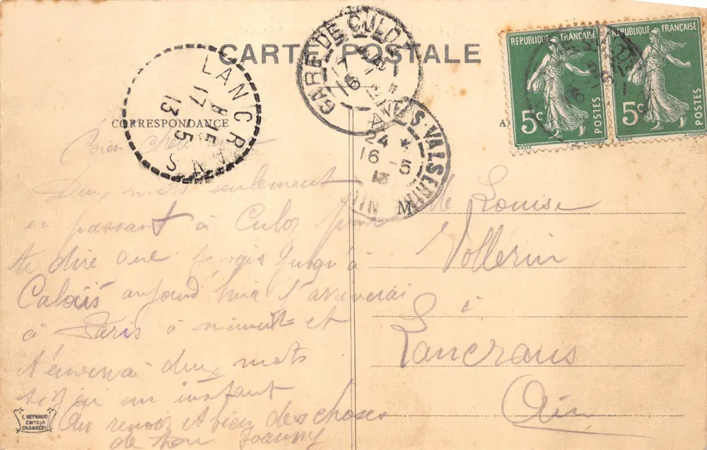 Aix-les-Bains - Der Große Kreis — Verlag L. Neyrard, Chambéry, Nr. 552 - Rückseite
