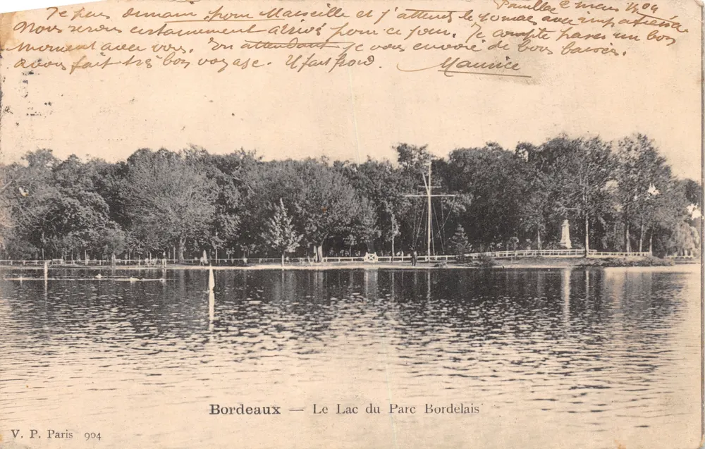 Bordeaux — Ansicht des Lac du Parc Bordelais — V. P. Paris 904 - Vorderseite