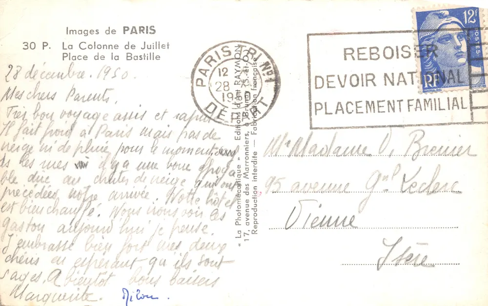 Platz der Bastille — Säule vom Juli — Editions des Marronniers - Rückseite