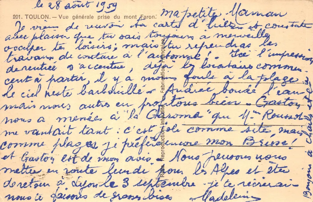Allgemeiner Blick auf Toulon — vom Mont Faron aus — Verlag Rella - Rückseite