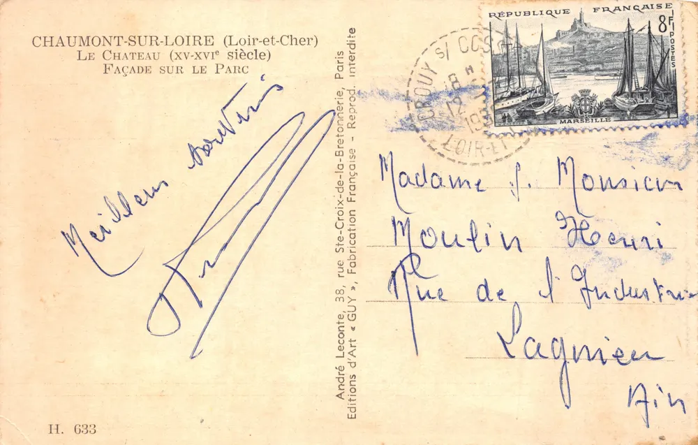 Chaumont-sur-Loire — Façade sur le parc — Éditions d'Art « GUY » - Verso