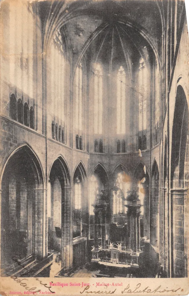 Basilika Saint-Just - Hauptaltar — Innenansicht des gotischen Gebäudes, Verlag Janson, Narbonne - Vorderseite