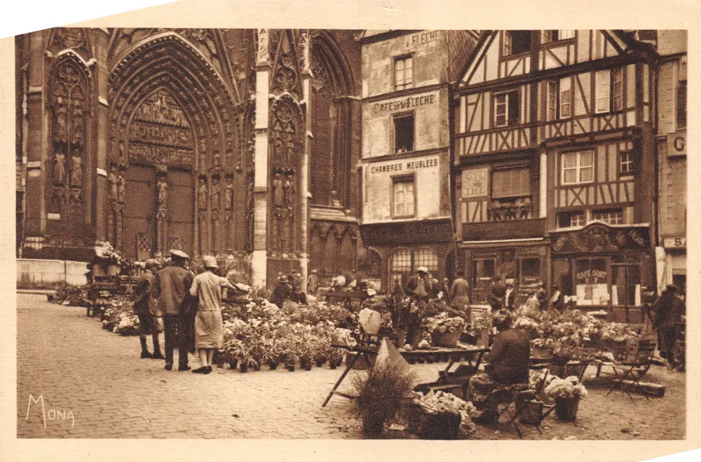 Rouen — Blumengeschäft vor dem Portal der Kathedrale — Verlag MONA, Nr. 116 - Vorderseite