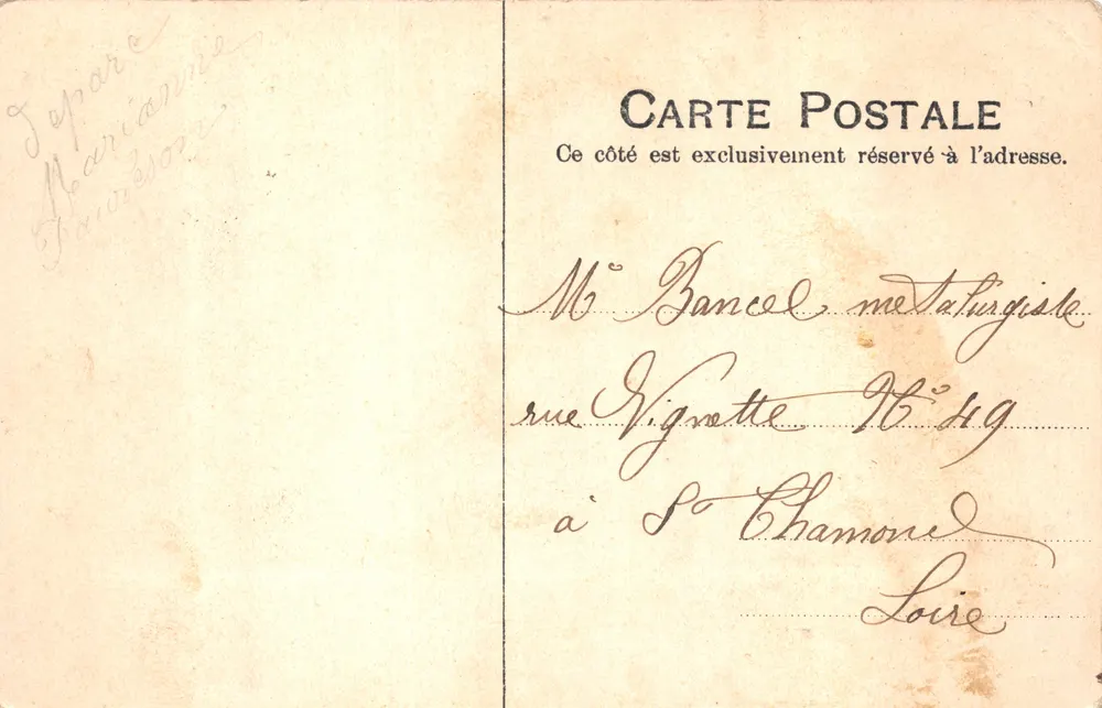 St. Etienne — Denkmal von Francis Garnier — Verlag P. M. Lyon, Nr. 5 - Rückseite
