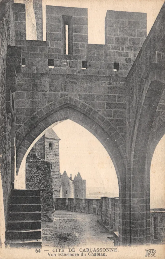 Cité de Carcassonne — Ansicht der Außenansicht des Schlosses — JNDhot. N° 64 - Vorderseite