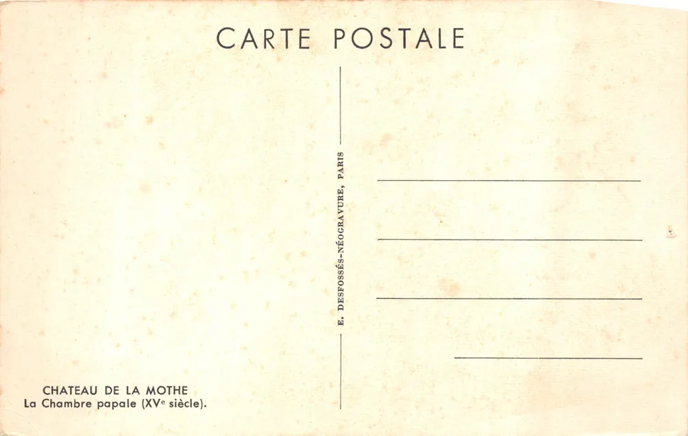 Papstzimmer — Schloss La Mothe — Verlag E. Desfossés-Néogravure, Paris - Rückseite