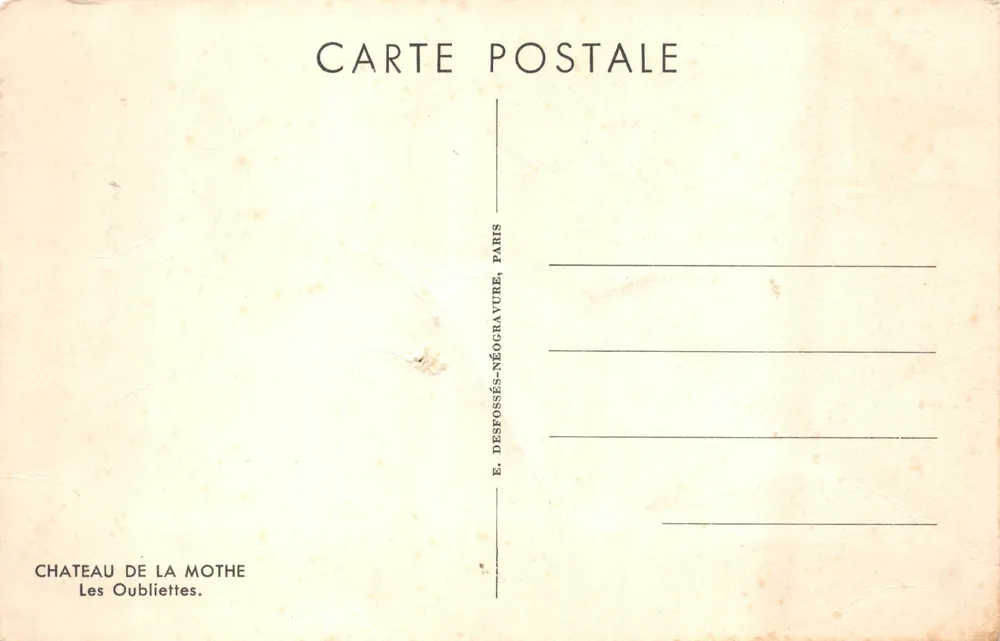 Schloss La Mothe — Die Keller — Verlag E. Desfossés-Néogravure, Paris - Rückseite