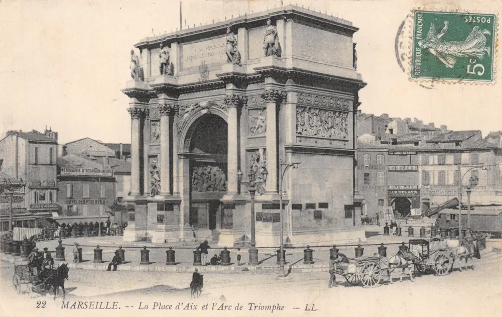 Marseille — La Place d'Aix et l'Arc de Triomphe — LL. Éditeur : LL - 앞면
