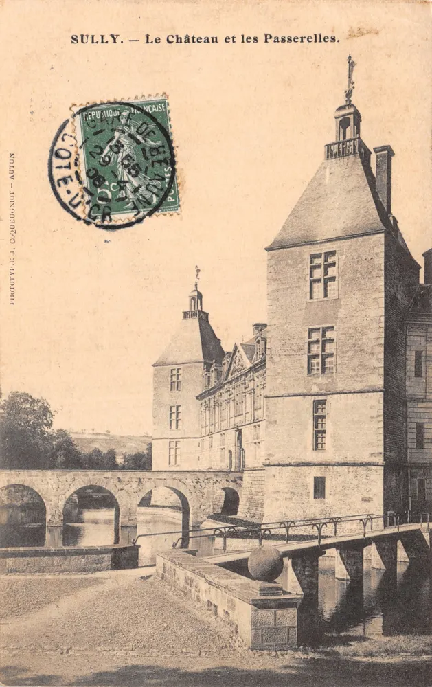 Sully — Das Schloss und die Fußbrücken. — Phototypie J. Cauquelin - Autun - Vorderseite