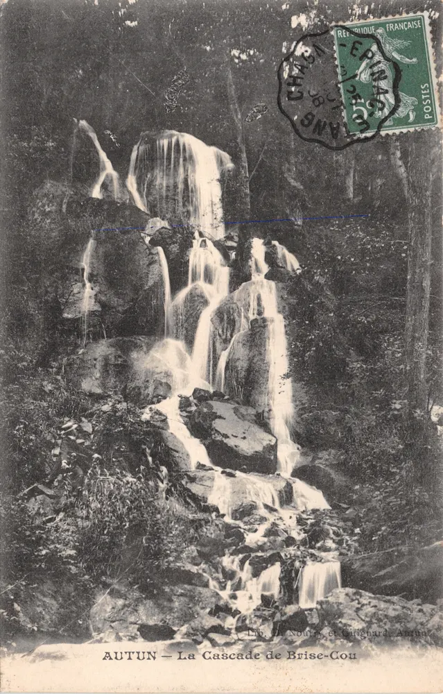 AUTUN — Ansicht der Brise-Cou-Wasserfälle — Lib. D. Nourry et Guighard, Autun - Vorderseite