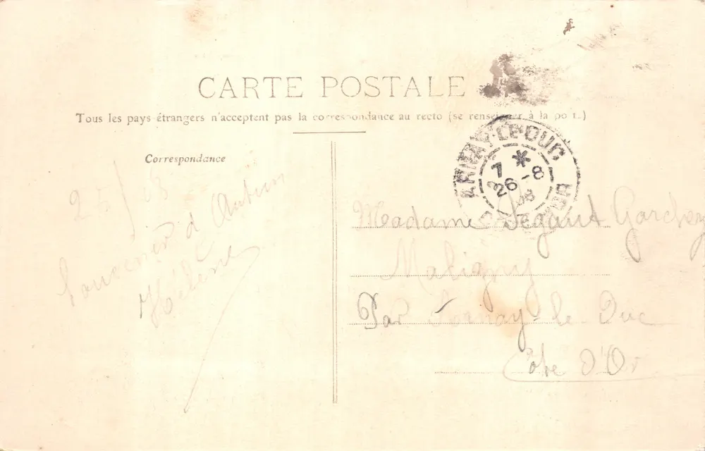 AUTUN — Ansicht der Brise-Cou-Wasserfälle — Lib. D. Nourry et Guighard, Autun - Rückseite