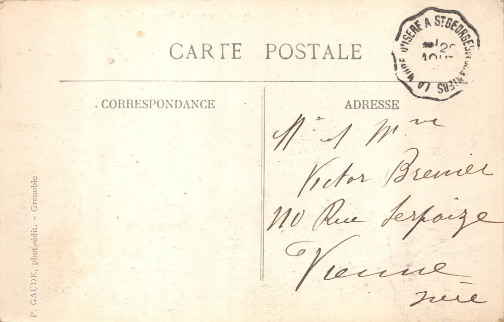 Dauphiné — Linie von La Mure — La Pierre Percée — P. GAUDE, phot.-édit., Grenoble - Rückseite