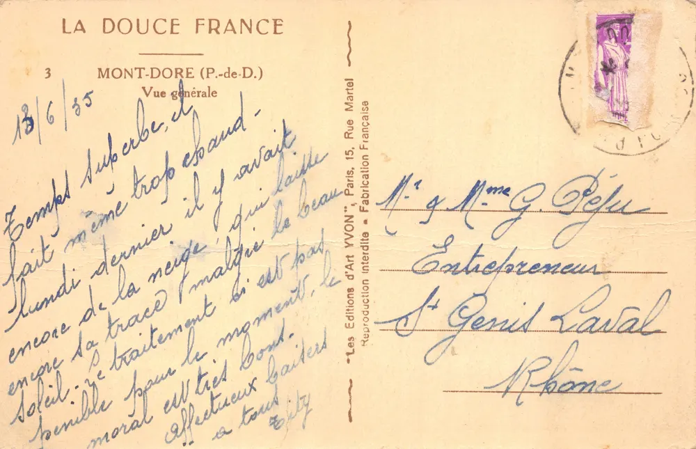 Mont-Dore (P.-de-D.) — Allgemeiner Blick — Les Éditions d'Art YVON - Rückseite
