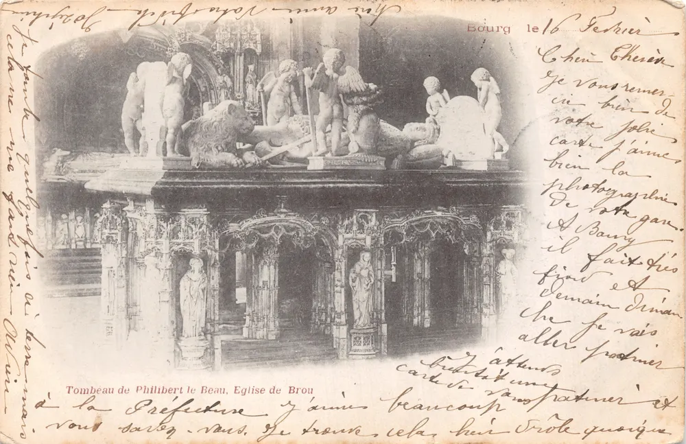 Grabmal von Philibert le Beau — Kirche von Brou — Auf der Karte gedruckt - Vorderseite