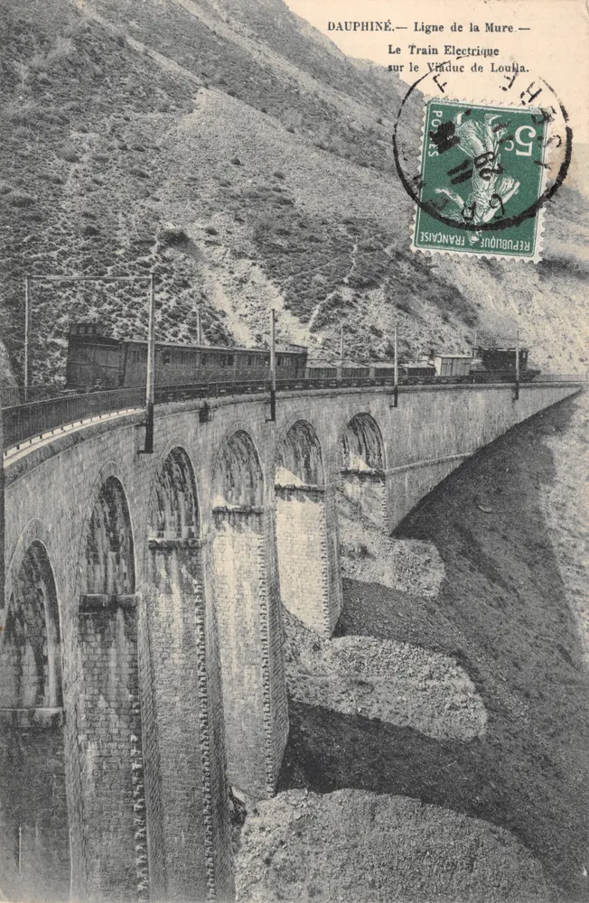 Dauphiné — Linie der Mure — Der Elektrozug über den Viadukt von Loubla - Vorderseite