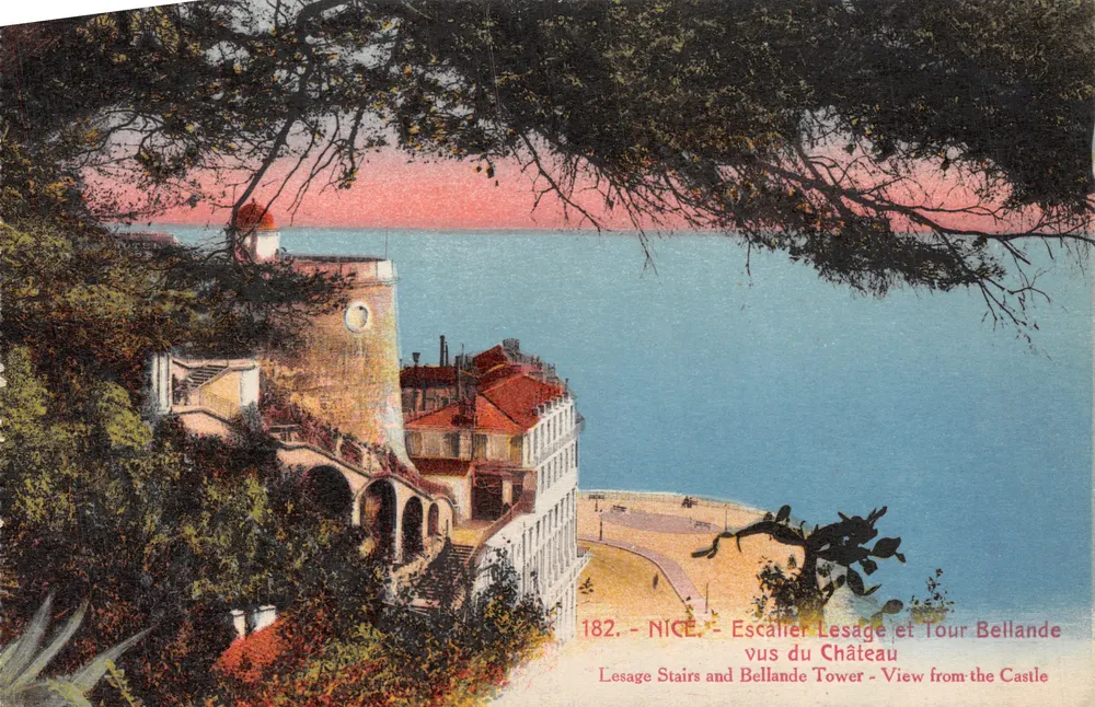 Nice — Treppen Lesage und Turm Bellande von Schloss aus gesehen — Edition Galetta, NICE, n°182 - Vorderseite