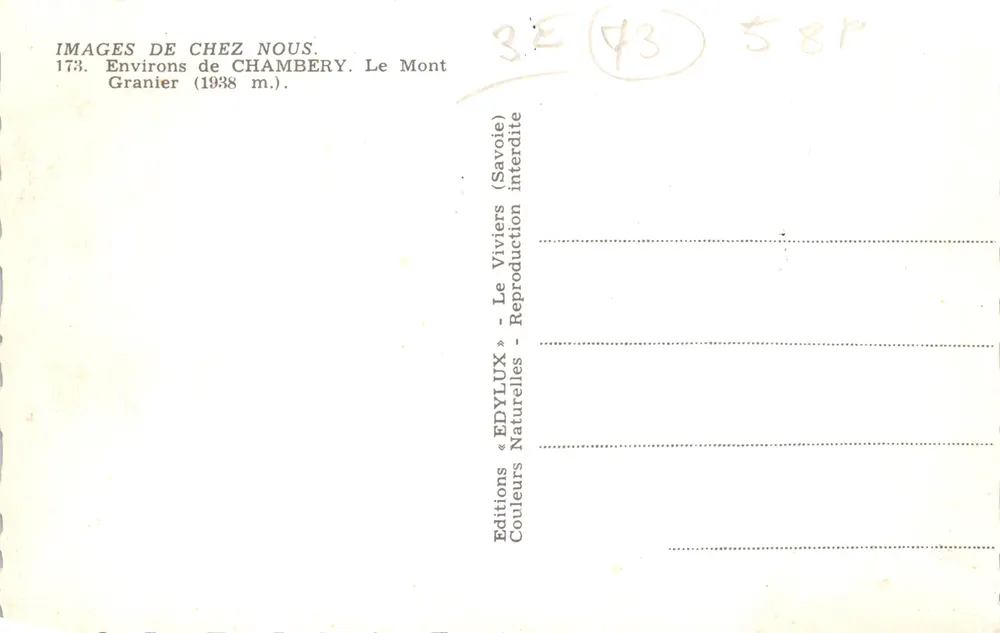 Um Chambéry — Mount Granier (1938 m.) — Éditions Edy Lux - Rückseite
