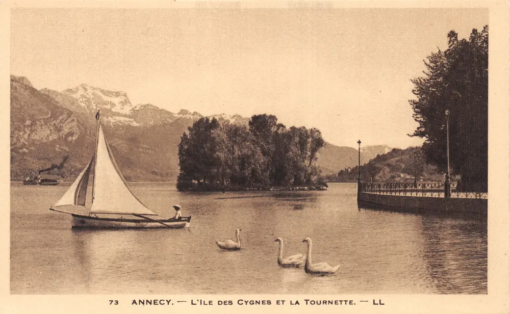 Annecy — Ansicht der Insel der Schwäne und der Tournette — LL - Vorderseite