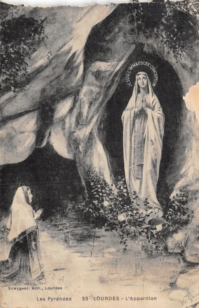 Lourdes — Die Erscheinung der Unbefleckten Jungfrau — Sireygeol, Lourdes - Vorderseite