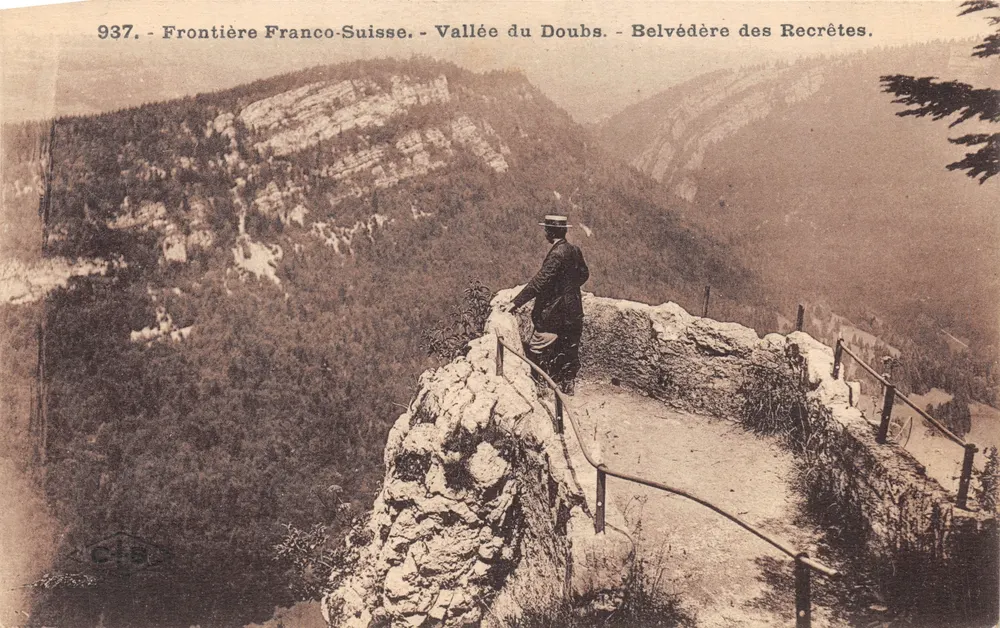 Grenze Frankreich-Schweiz — Tal des Doubs — Belvédère des Recrètes. Verleger CISE, Nr. 937 - Vorderseite