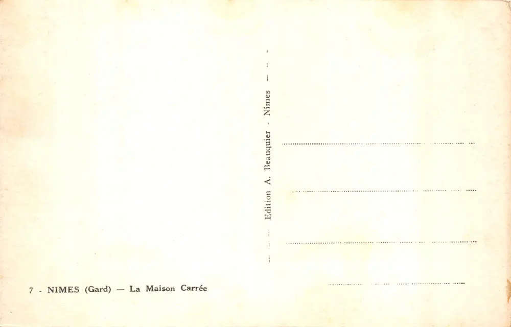 Nîmes (Gard) — Maison Carrée — Édition A. Beauquier - Verso