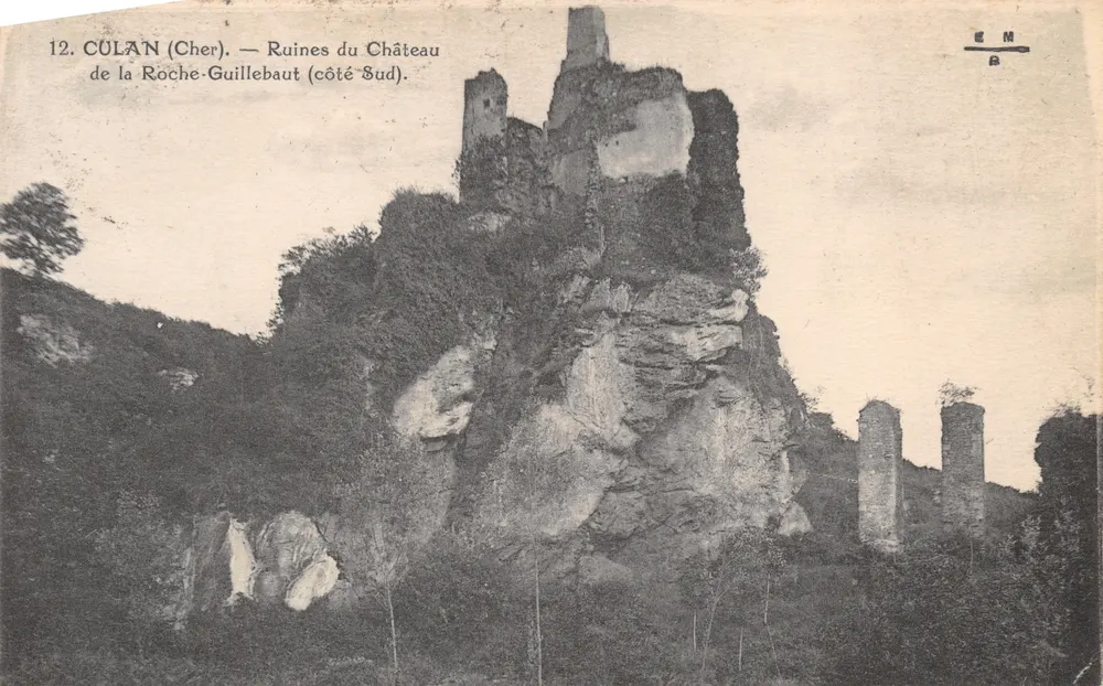 Cúlan (Cher) — Ruinen des Schlosses Roche-Guillebaut (Südseite) — E. Maquaire, Verlag - Vorderseite
