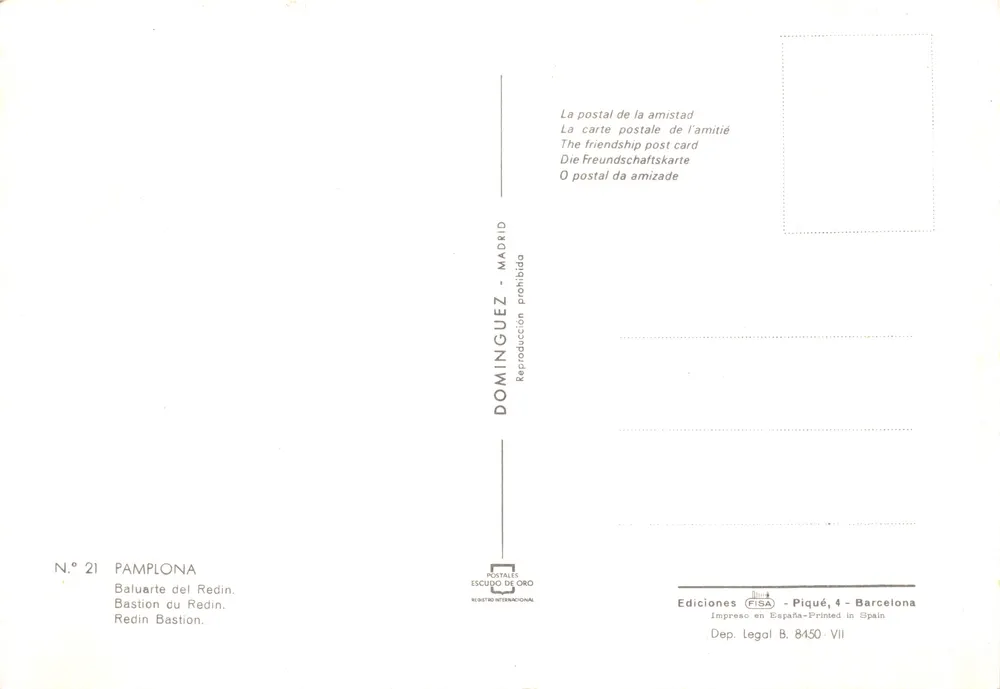 Pamplona — Bastion du Redin — Verlag Escudo de Oro, Nr. 21 - Rückseite