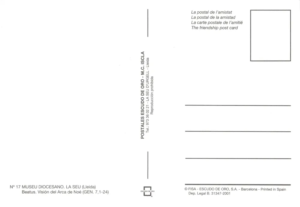 Vision du Arca de Noé — Beatus — Éditeur POSTALES ESCUDO DE ORO - Verso