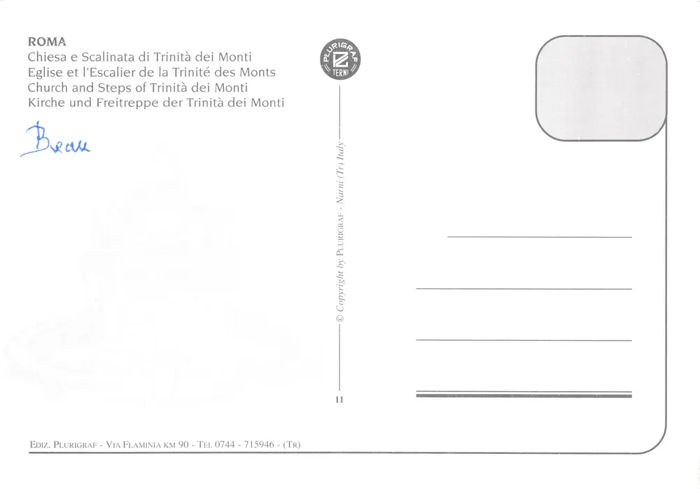 Rom — Treppen und Kirche Trinità dei Monti — Verlag PLURIGRAF - Rückseite