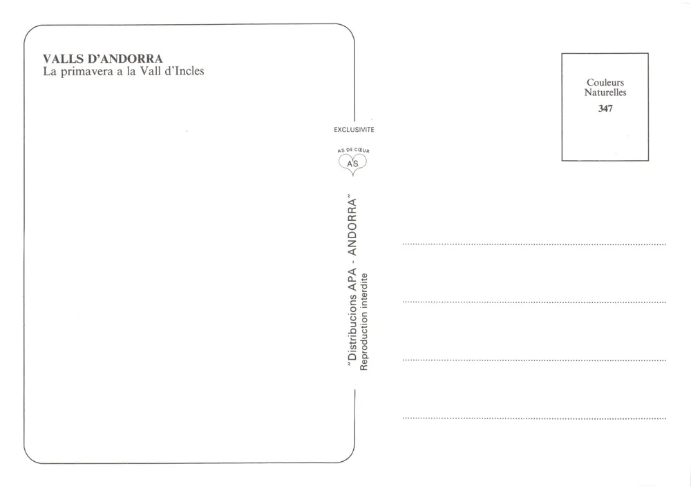 Andorra — Vall d'Incles — Verlag Distribucions APA - Rückseite
