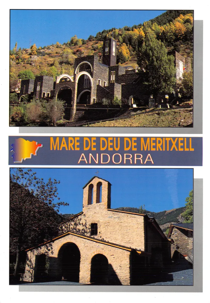 Maria von Meritxell — Kirche und Panoramablick — Éditions A. Campanà, Barcelona - Vorderseite