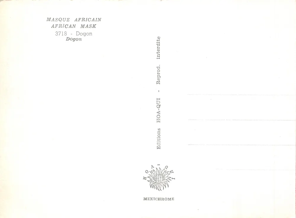 Afrikanisches Gesicht — Dogon — Verlag Editions HOA-QUI, Nr. 3718 - Rückseite