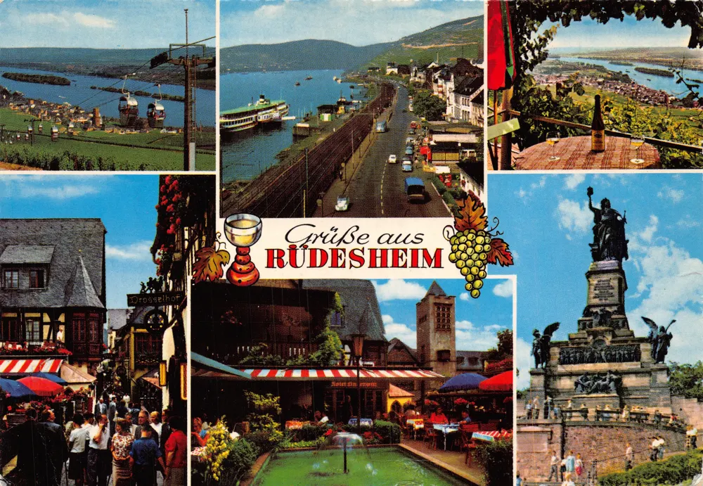 Rüdesheim — Panoramablick und Denkmäler — Verlag Krüger n° 936/139 - Vorderseite