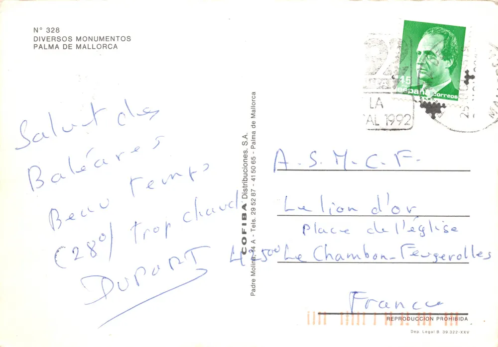 Palma de Mallorca — Collage von Monumenten und Landschaften — COFIBA Distribuciones, S.A. n° 328 - Rückseite
