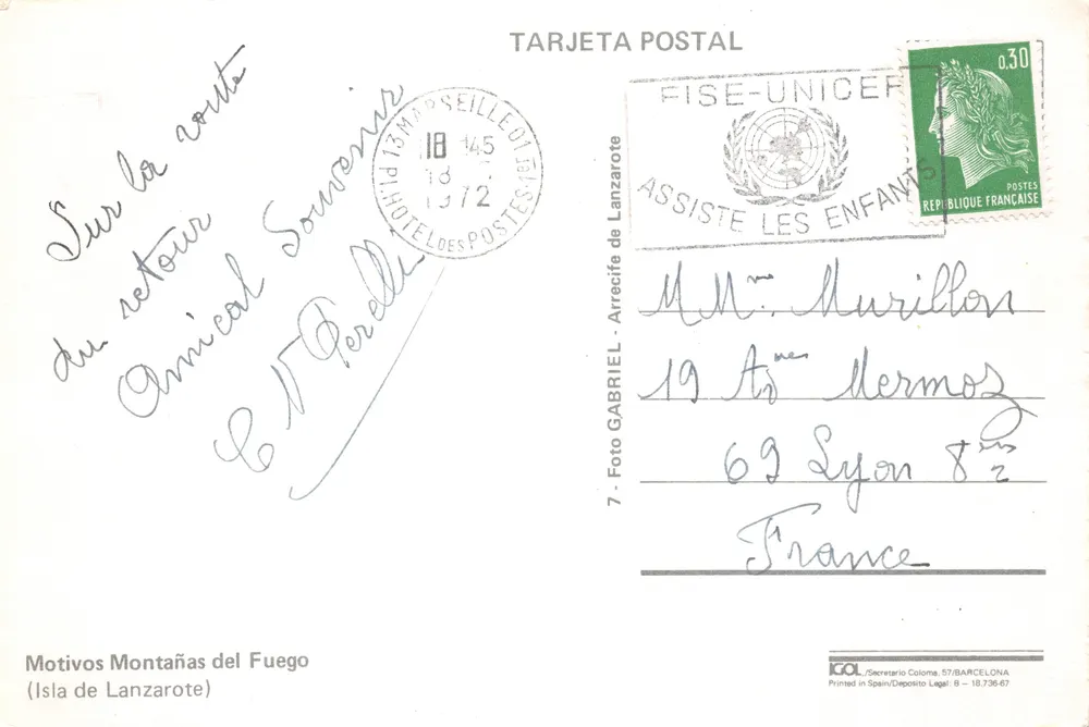 Lanzarote — Montanhas do Fogo — editor GABRIEL, n.º 7 - Verso