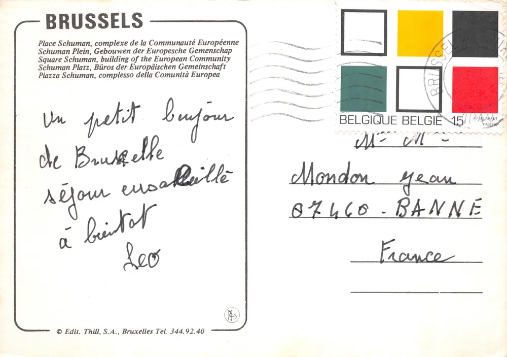 Brüssel — Place Schuman, Komplex der Europäischen Gemeinschaft — Edit. Thill, S.A., Brüssel - Rückseite